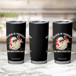 Vintage Christmas Santa Claus Face Tumbler Cup Retro Believe In Yourself Funny Motivational - Print Your Wear