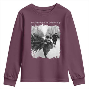 Funny Christmas Movie Youth Sweatshirt Funny Kevin Home Xmas Meme Alone TS10 Maroon Print Your Wear