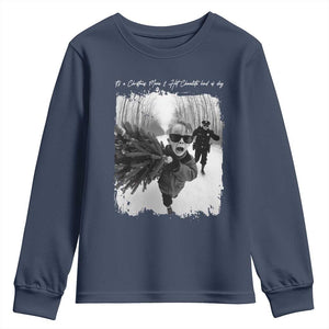 Funny Christmas Movie Youth Sweatshirt Funny Kevin Home Xmas Meme Alone TS10 Navy Print Your Wear