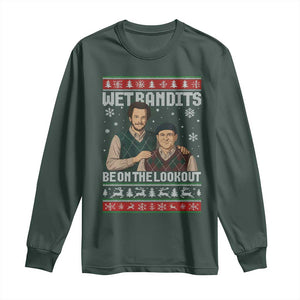 Ugly Christmas Movie Long Sleeve Shirt Funny Wet Bandits Home Xmas Alone TS10 Dark Forest Green Print Your Wear