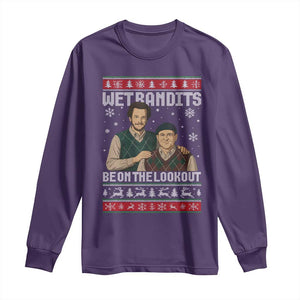 Ugly Christmas Movie Long Sleeve Shirt Funny Wet Bandits Home Xmas Alone TS10 Purple Print Your Wear