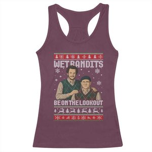 Ugly Christmas Movie Racerback Tank Top Funny Wet Bandits Home Xmas Alone TS10 Maroon Print Your Wear