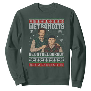 Ugly Christmas Movie Sweatshirt Funny Wet Bandits Home Xmas Alone TS10 Dark Forest Green Print Your Wear