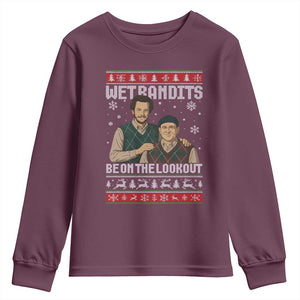 Ugly Christmas Movie Youth Sweatshirt Funny Wet Bandits Home Xmas Alone TS10 Maroon Print Your Wear