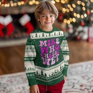 Mike Who Cheese Wet Ugly Christmas Sweater Funny Embarrassing Inappropriate Raunchy TS10 Forest Green Beige Print Your Wear