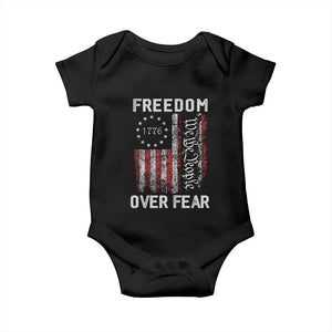 Freedom Over Fear Baby Onesie Vintage US American Flag TS10 Black Print Your Wear