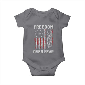 Freedom Over Fear Baby Onesie Vintage US American Flag TS10 Charcoal Print Your Wear