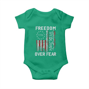 Freedom Over Fear Baby Onesie Vintage US American Flag TS10 Irish Green Print Your Wear