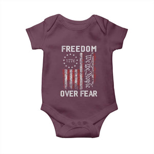 Freedom Over Fear Baby Onesie Vintage US American Flag TS10 Maroon Print Your Wear