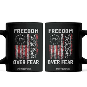 Freedom Over Fear Coffee Mug Vintage US American Flag TS10 Black Print Your Wear