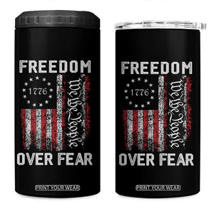 Freedom Over Fear 4 in 1 Can Cooler Tumbler Vintage US American Flag TS10 One Size: 16 oz Black Print Your Wear
