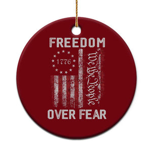 Freedom Over Fear Ceramic Ornament Vintage US American Flag TS10 1pc Red Print Your Wear