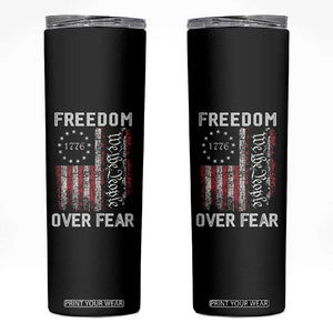 Freedom Over Fear Skinny Tumbler Vintage US American Flag TS10 Black Print Your Wear