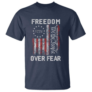 Freedom Over Fear T Shirt Vintage US American Flag TS10 Navy Print Your Wear