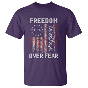 Freedom Over Fear T Shirt Vintage US American Flag TS10 Purple Print Your Wear