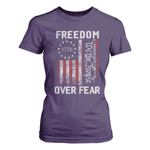 Freedom Over Fear T Shirt For Women Vintage US American Flag TS10 Purple Print Your Wear