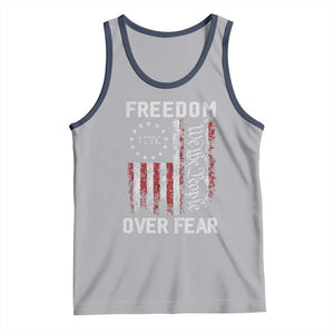 Freedom Over Fear Tank Top Vintage US American Flag TS10 Athletic Heather Navy Print Your Wear