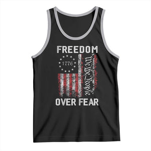Freedom Over Fear Tank Top Vintage US American Flag TS10 Black Athletic Heather Print Your Wear