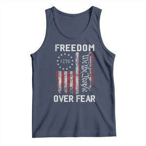 Freedom Over Fear Tank Top Vintage US American Flag TS10 Navy Print Your Wear