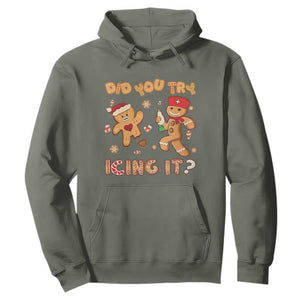 Funny Christmas Nurse Hoodie Did You Try Icing It Gingerbread Man TS10 Military Green Print Your Wear