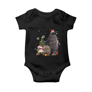 Christmas Pesto and Moo Deng Friendship Baby Onesie King Penguin Baby Hippo Viral Meme TS10 Black Print Your Wear