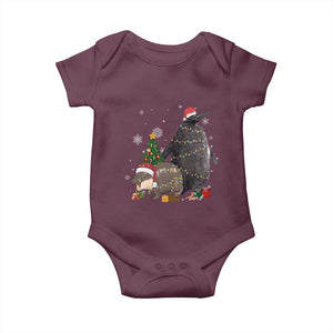 Christmas Pesto and Moo Deng Friendship Baby Onesie King Penguin Baby Hippo Viral Meme TS10 Maroon Print Your Wear