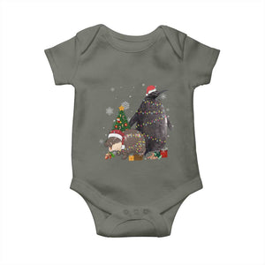 Christmas Pesto and Moo Deng Friendship Baby Onesie King Penguin Baby Hippo Viral Meme TS10 Military Green Print Your Wear