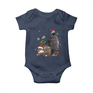 Christmas Pesto and Moo Deng Friendship Baby Onesie King Penguin Baby Hippo Viral Meme TS10 Navy Print Your Wear
