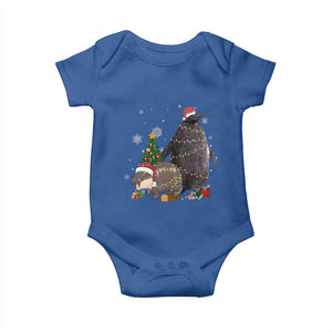 Christmas Pesto and Moo Deng Friendship Baby Onesie King Penguin Baby Hippo Viral Meme TS10 Royal Blue Print Your Wear