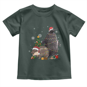 Christmas Pesto and Moo Deng Friendship Baby Shirt King Penguin Baby Hippo Viral Meme TS10 Dark Forest Green Print Your Wear