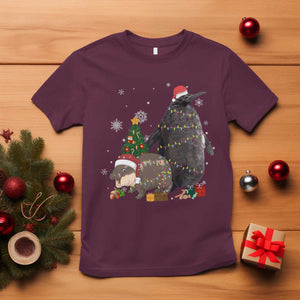 Christmas Pesto and Moo Deng Friendship T Shirt King Penguin Baby Hippo Viral Meme TS10 Maroon Print Your Wear