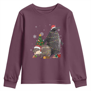 Christmas Pesto and Moo Deng Friendship Youth Sweatshirt King Penguin Baby Hippo Viral Meme TS10 Maroon Print Your Wear