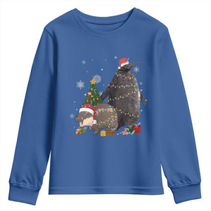 Christmas Pesto and Moo Deng Friendship Youth Sweatshirt King Penguin Baby Hippo Viral Meme TS10 Royal Blue Print Your Wear