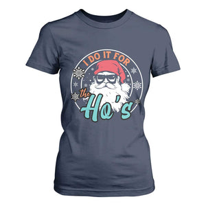 Christmas Santa T Shirt For Women I Do It For The Ho's TS10 Navy Print Your Wear