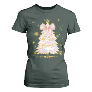 Christmas Tree Bow T Shirt For Women Gift For Her TS10 Dark Forest Green Print Your Wear