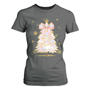 Christmas Tree Bow T Shirt For Women Gift For Her TS10 Dark Heather Print Your Wear