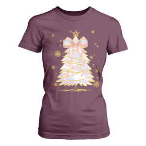 Christmas Tree Bow T Shirt For Women Gift For Her TS10 Maroon Print Your Wear