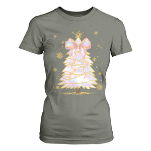 Christmas Tree Bow T Shirt For Women Gift For Her TS10 Military Green Print Your Wear