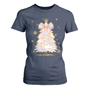 Christmas Tree Bow T Shirt For Women Gift For Her TS10 Navy Print Your Wear