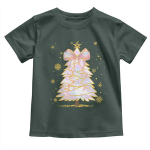 Christmas Tree Bow Toddler T Shirt Gift For Her TS10 Dark Forest Green Print Your Wear