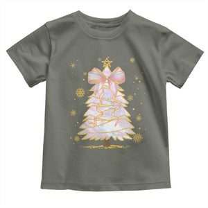 Christmas Tree Bow Toddler T Shirt Gift For Her TS10 Military Green Print Your Wear
