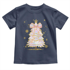Christmas Tree Bow Toddler T Shirt Gift For Her TS10 Navy Print Your Wear