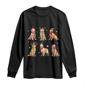 Golden Retriever Christmas Long Sleeve Shirt Gift for Dog Lover Happy New Year Dog Xmas Lights TS10 Black Print Your Wear