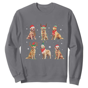Golden Retriever Christmas Sweatshirt Gift for Dog Lover Happy New Year Dog Xmas Lights TS10 Charcoal Print Your Wear