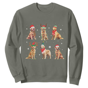 Golden Retriever Christmas Sweatshirt Gift for Dog Lover Happy New Year Dog Xmas Lights TS10 Military Green Print Your Wear