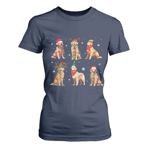 Golden Retriever Christmas T Shirt For Women Gift for Dog Lover Happy New Year Dog Xmas Lights TS10 Navy Print Your Wear