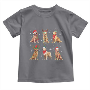 Golden Retriever Christmas Toddler T Shirt Gift for Dog Lover Happy New Year Dog Xmas Lights TS10 Charcoal Print Your Wear