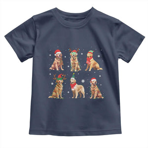 Golden Retriever Christmas Toddler T Shirt Gift for Dog Lover Happy New Year Dog Xmas Lights TS10 Navy Print Your Wear