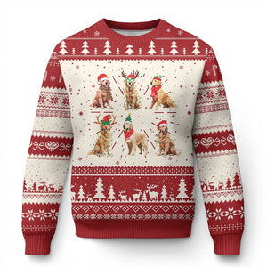 Golden Retriever Ugly Christmas Sweater Gift for Dog Lover Happy New Year Dog Xmas Lights TS10 Red Print Your Wear