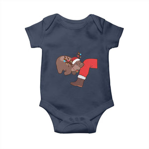 Funny Moo-Deng Christmas Baby Onesie MooDengMas Xmas Baby Pygmy Hippo Cute Zoo For Family Tee TS10 Navy Print Your Wear